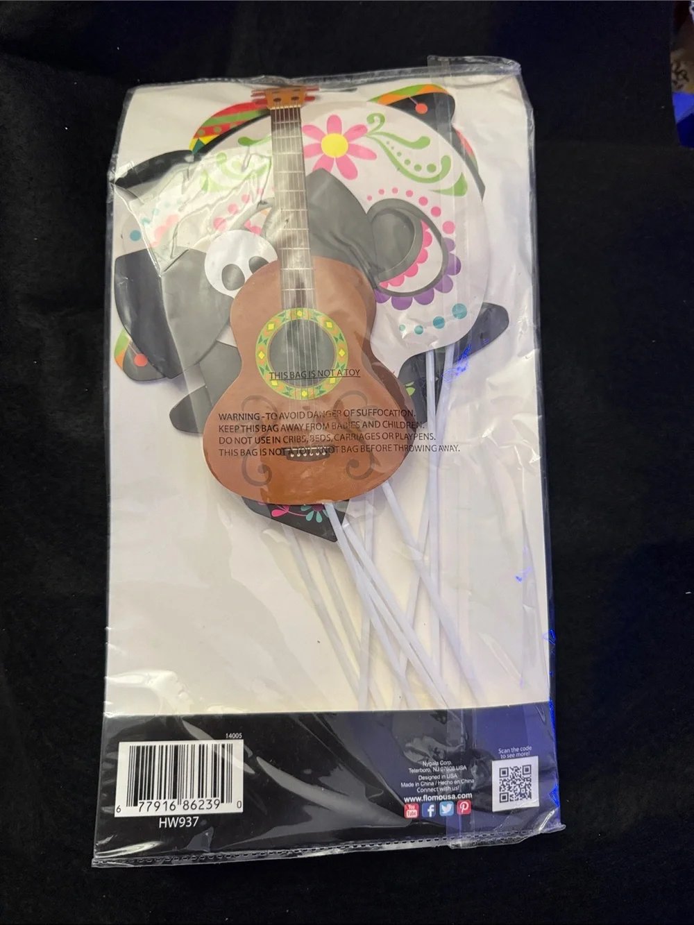 Purple & Black Day of the Dead Photo Props - Home Party Supplies
